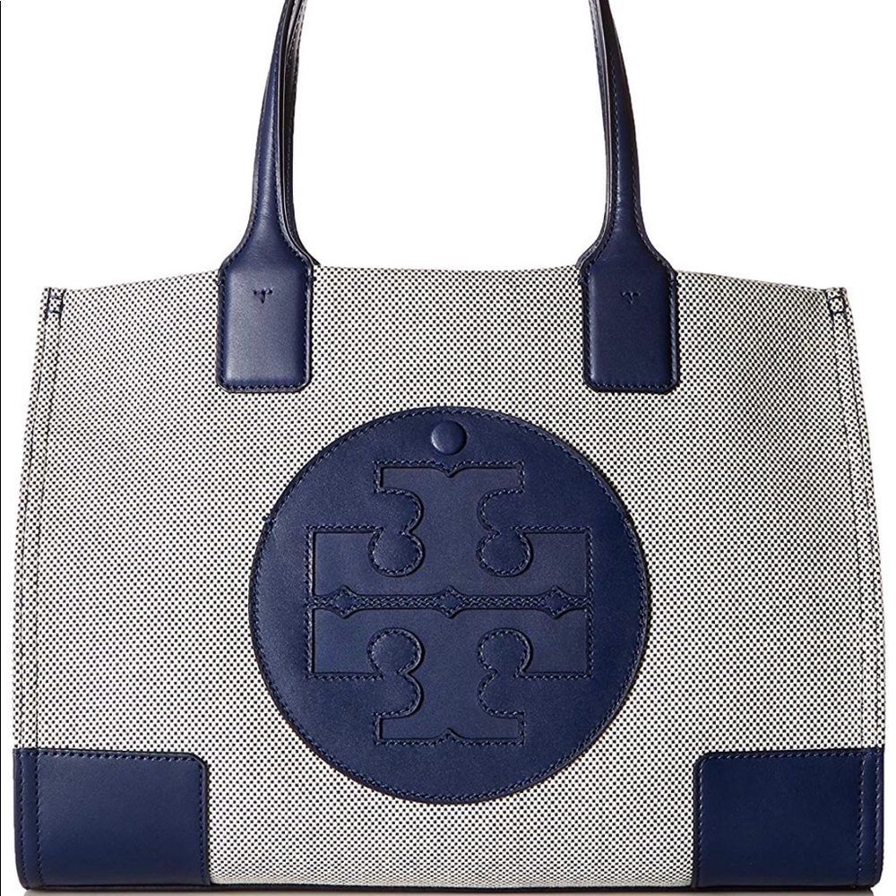 Tory Burch Ella Canvas Large Tote NWT Navy